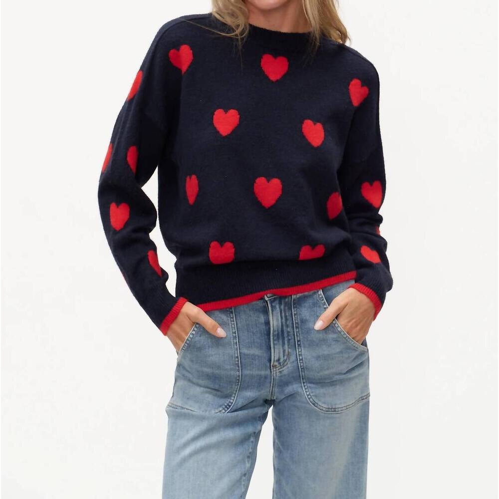 NEW SIX/FIFTY valentina heart sweater in navy/red